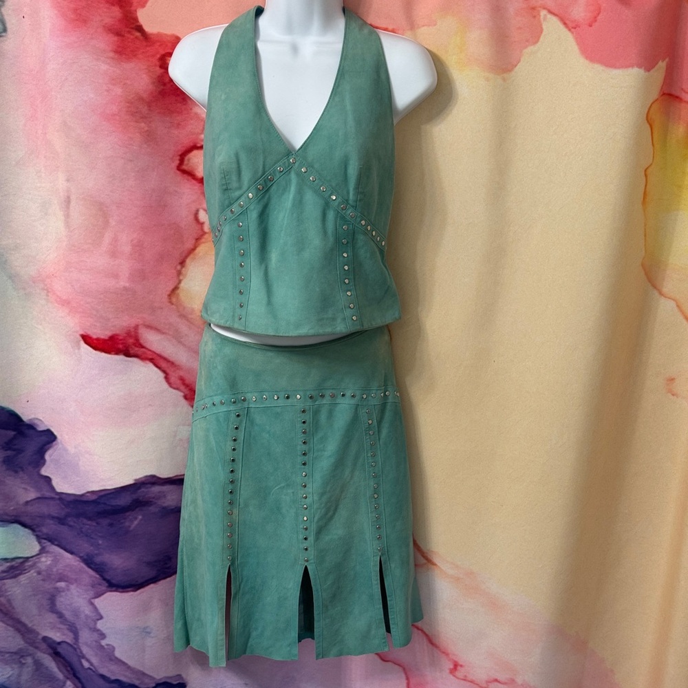 Vintage Caché Suede Teal Set with Studded Accents